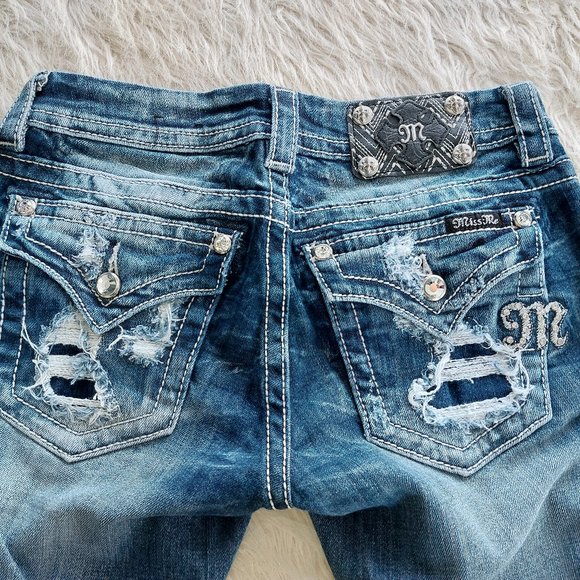 Miss Me Jeans Women's JE8096AK Ankle Skinny Distressed Low Rise Denim Jeans 26 - Picture 9 of 12